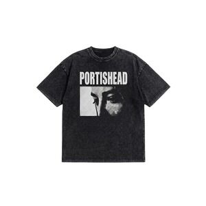 Portishead Band T-Shirt Acid Wash Charcoal Grey Graphic Tee Streetwear